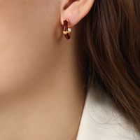 1 Paar Lässig Einfacher Stil Pendeln Tasche Quadrat Herzform Emaille Überzug Titan Stahl 18 Karat Vergoldet Ohrringe sku image 11