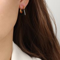 1 Paar Lässig Einfacher Stil Pendeln Tasche Quadrat Herzform Emaille Überzug Titan Stahl 18 Karat Vergoldet Ohrringe sku image 5