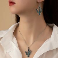 Simple Style Commute Cactus Gold Plated Turquoise Alloy Wholesale Jewelry Set main image 3