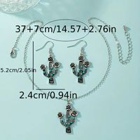 Simple Style Commute Cactus Gold Plated Turquoise Alloy Wholesale Jewelry Set main image 2