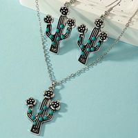 Simple Style Commute Cactus Gold Plated Turquoise Alloy Wholesale Jewelry Set sku image 1
