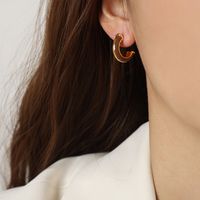 1 Paar Lässig Einfacher Stil Pendeln Tasche Quadrat Herzform Emaille Überzug Titan Stahl 18 Karat Vergoldet Ohrringe sku image 3