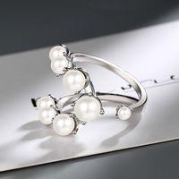 Lady Pearl Copper Plating White Gold Plated Open Rings main image 5