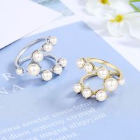 Lady Pearl Copper Plating White Gold Plated Open Rings main image 6