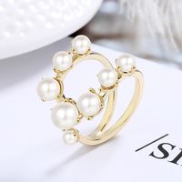 Lady Pearl Copper Plating White Gold Plated Open Rings sku image 2