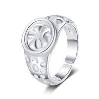 Simple Style Flower Copper Plating White Gold Plated Open Rings main image 1