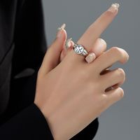 Simple Style Flower Copper Plating White Gold Plated Open Rings main image 3