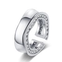 Simple Style C Shape Copper Plating Inlay Zircon White Gold Plated Open Rings main image 6