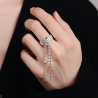 Streetwear Solid Color Copper Tassel Plating Inlay Zircon White Gold Plated Open Rings main image 1