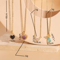 Elegant Princess Heart Shape Butterfly Brass 14k Gold Plated Zircon Pendant Necklace In Bulk main image 9