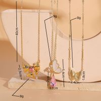 Casual Lady Butterfly Bow Knot Stainless Steel Copper 14k Gold Plated Shell Zircon Pendant Necklace In Bulk main image 7
