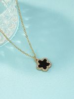 Simple Style Flower Zinc Alloy Plating Inlay Rhinestones Gold Plated Women's Pendant Necklace main image 4