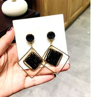 1 Pair Lady Rhombus Plating Alloy 18k Gold Plated Drop Earrings main image 4