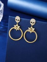 1 Pair Simple Style Skull Plating Inlay Copper Zircon 18k Gold Plated Drop Earrings sku image 1