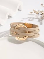 Wholesale Jewelry Simple Style Commute Color Block Pu Leather 14K Gold Plated Wristband sku image 1