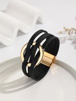 Wholesale Jewelry Simple Style Commute Color Block Pu Leather 14K Gold Plated Wristband main image 6