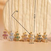 Casual Cute Streetwear Little Bear Brass 14k Gold Plated White Gold Plated Zircon Pendant Necklace In Bulk main image 7