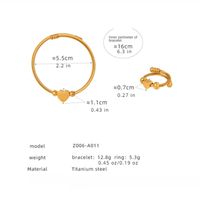 Élégant Style Simple Forme De Cœur Acier Inoxydable Plaqué Or 18k Anneaux Bracelets main image 2