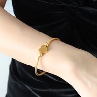 Elegant Simple Style Heart Shape Stainless Steel 18k Gold Plated Rings Bracelets main image 7