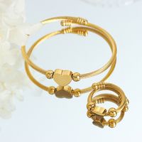 Elegante Estilo Simple Forma De Corazón Acero Inoxidable Chapado En Oro De 18 Quilates. Anillos Pulsera main image 1