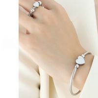 Elegant Simple Style Heart Shape Stainless Steel 18k Gold Plated Rings Bracelets sku image 1