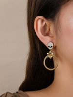 1 Pair Simple Style Skull Plating Inlay Copper Zircon 18k Gold Plated Drop Earrings main image 4