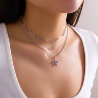 Retro Simple Style Irregular Star Alloy Copper Layered Tassel Chain Women's Layered Necklaces sku image 1