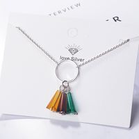 Artificial Crystal Copper Simple Style Classic Style Tassel Color Block Pendant Necklace main image 2