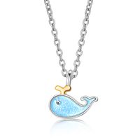 Copper Silver Plated Cute Stoving Varnish Whale Pendant Necklace sku image 1