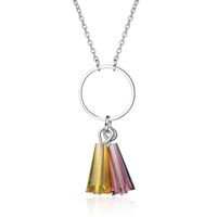Artificial Crystal Copper Simple Style Classic Style Tassel Color Block Pendant Necklace sku image 1