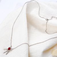 Copper White Gold Plated Sweet Inlay Dreamcatcher Heart Shape Feather Zircon Pendant Necklace main image 3