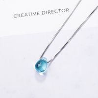 Copper White Gold Plated Simple Style Inlay Water Droplets Artificial Crystal Pendant Necklace main image 4