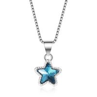 1 Piece 8 * 8mm Copper Artificial Crystal White Gold Plated Star Polished Pendant sku image 1