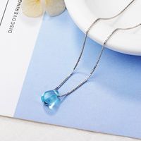 Copper White Gold Plated Simple Style Inlay Water Droplets Artificial Crystal Pendant Necklace main image 5