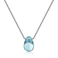 Copper White Gold Plated Simple Style Inlay Water Droplets Artificial Crystal Pendant Necklace sku image 1