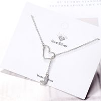Simple Style Heart Shape Copper Inlay Rhinestones Pendant Necklace main image 3