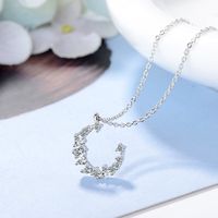 Copper White Gold Plated Simple Style Inlay Moon Zircon Pendant Necklace main image 1