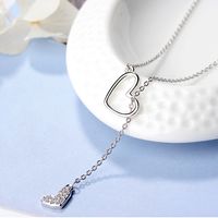 Style Simple Forme De Cœur Le Cuivre Incruster Strass Pendentif main image 5