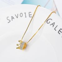 Copper Princess Simple Style Inlay Crown Zircon Pendant Necklace sku image 2