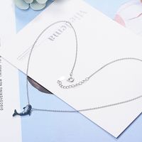 Copper White Gold Plated Cute Simple Style Plating Inlay Dolphin Artificial Crystal Pendant Necklace main image 1