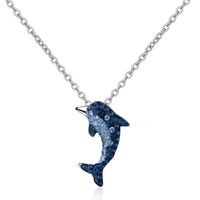Copper White Gold Plated Cute Simple Style Plating Inlay Dolphin Artificial Crystal Pendant Necklace sku image 1