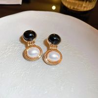1 Pair Vintage Style Simple Style Round Plating Inlay Alloy Artificial Pearls Gold Plated Drop Earrings main image 5