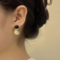 1 Pair Vintage Style Simple Style Round Plating Inlay Alloy Artificial Pearls Gold Plated Drop Earrings main image 1
