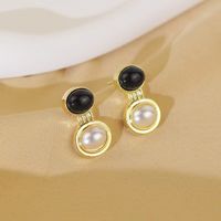 1 Pair Vintage Style Simple Style Round Plating Inlay Alloy Artificial Pearls Gold Plated Drop Earrings main image 3