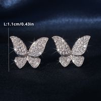 1 Pair Simple Style Butterfly Inlay Copper Zircon Ear Studs main image 2