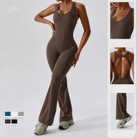 Simple Style Classic Style Solid Color Nylon U Neck Tracksuit Jumpsuits main image 1