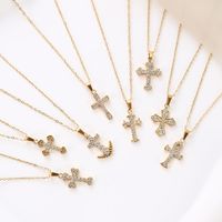Stainless Steel Simple Style Plating Inlay Cross Zircon Pendant Necklace main image 1