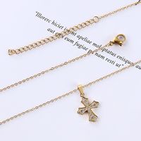 Stainless Steel Simple Style Plating Inlay Cross Zircon Pendant Necklace main image 6