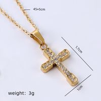Stainless Steel Simple Style Plating Inlay Cross Zircon Pendant Necklace sku image 3