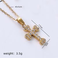 Stainless Steel Simple Style Plating Inlay Cross Zircon Pendant Necklace sku image 5